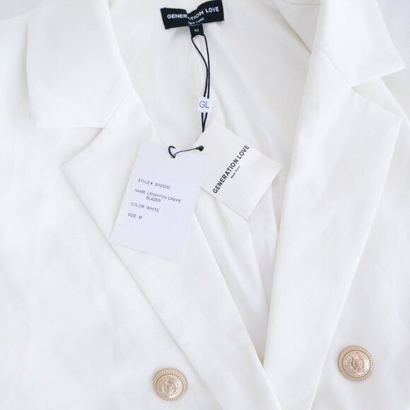 Generation Love New York Leighton Crepe White Double Breasted Button Blazer M - Picture 11 of 15